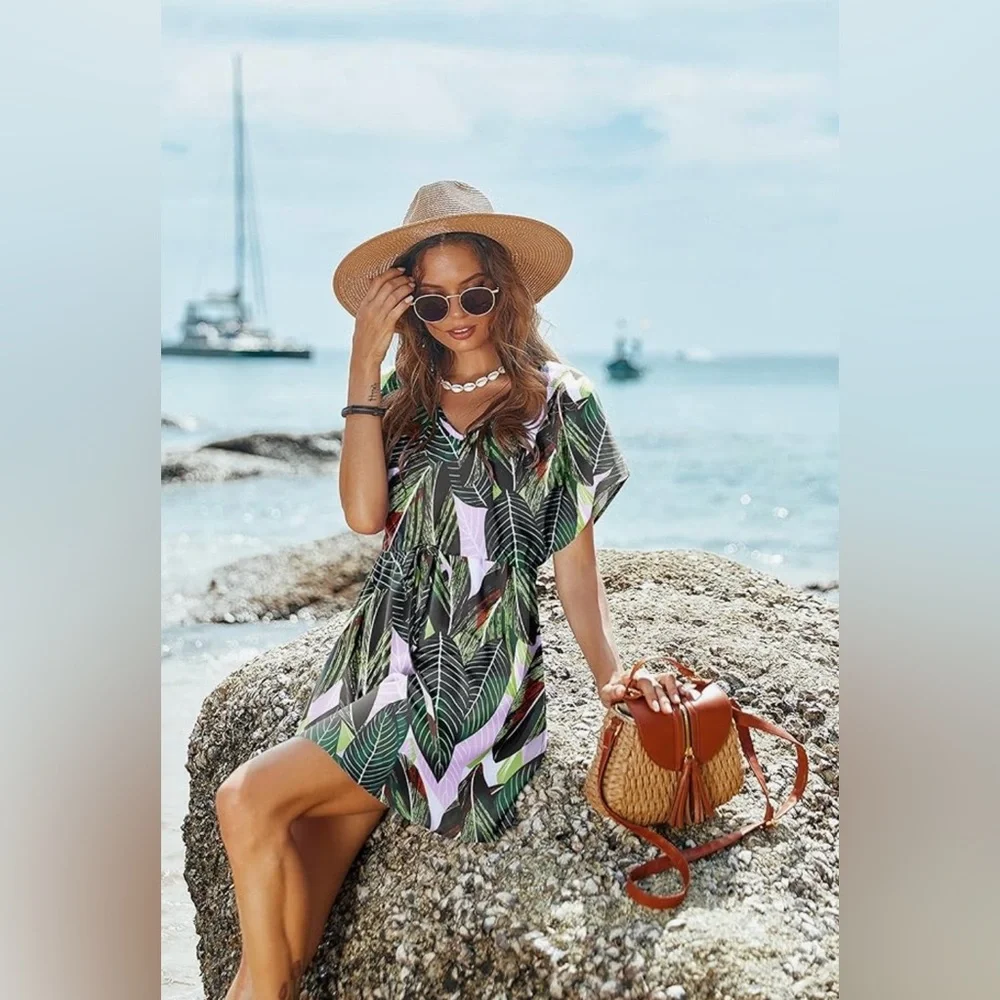Women's Island Flower Cover Up and Bech Dress - Picture 5 of 6